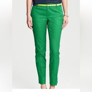Banana Republic Hampton pants cropped Kelly green jacquard 6P